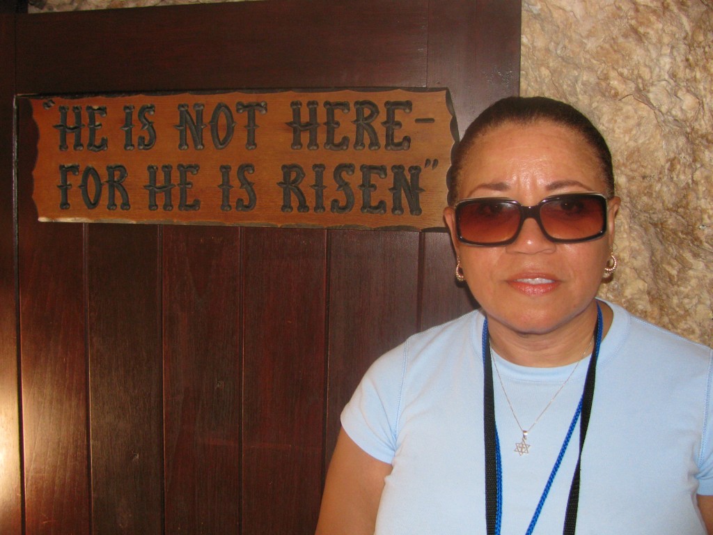 Teresita Glasgow at the empty tomb in Israel